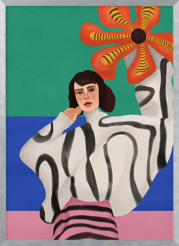 Vibrant Fashion Abstract | Poster - Silver Frame Interior
