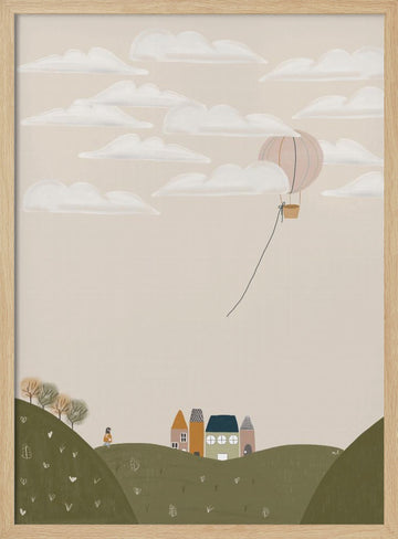 Dreamy Village Journey | Poster - Wood Frame Interior