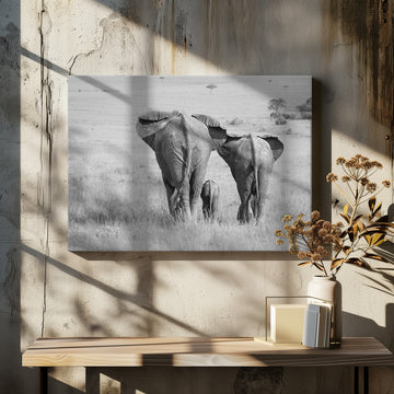 African Elephant Family | Canvas - Room Interior 2