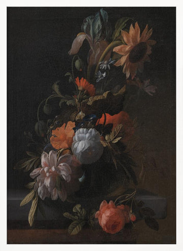 A Bowl of Flowers By Elias Van Den Broeck | Poster - White Frame Interior
