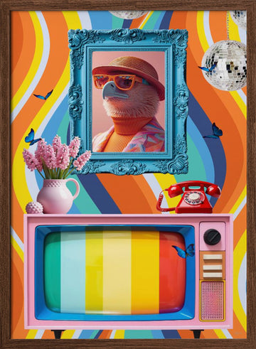 Groovy Eagle Portrait | Poster - Walnut Frame Interior
