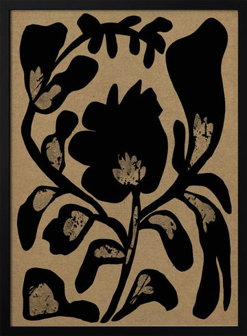 Black Botanical Silhouette | Poster - Black Metal Frame Interior