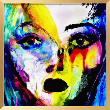 Vibrant Abstract Portrait | Poster - Gold Frame Interior