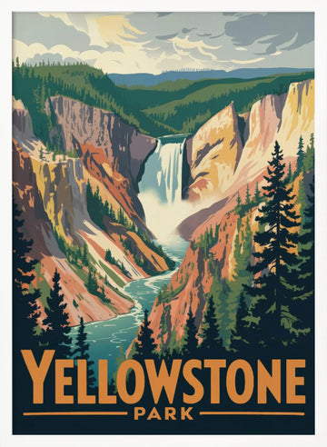 Yellowstone Canyon Falls | Poster - White Frame Interior