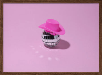 Pink Disco Hat | Poster - Walnut Frame Interior