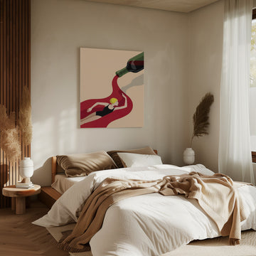 Red Wine Swimmer | Canvas - Room Interior 2
