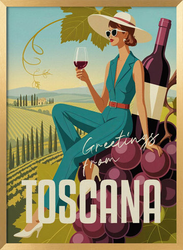 Tuscan Wine Country Style | Poster - Gold Frame Interior
