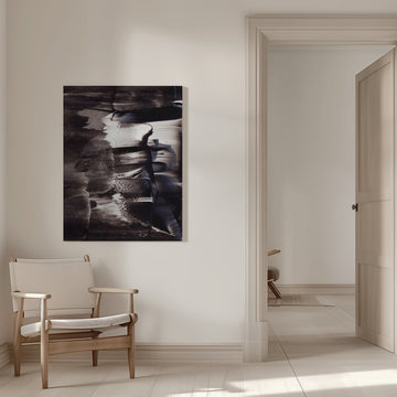 Monochrome Textures And Fluid Brushstrokes | Canvas - Room Interior 1