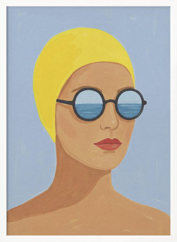 Ocean Gaze Swimmer | Poster - White Frame Interior
