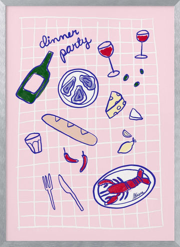 Dinner Party | Poster - Silver Frame Interior