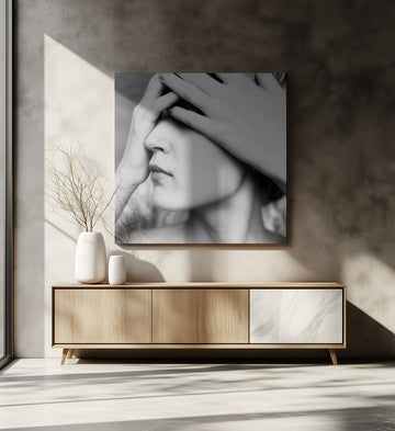 Woman Hiding Face | Canvas - Room Interior 2