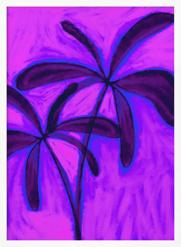Abstract Purple Palms | Poster - White Frame Interior