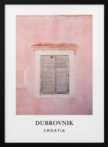 Pink Dubrovnik Croatia travel poster | Poster - Black Metal Frame Interior