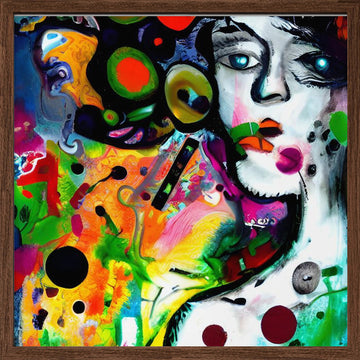 Vibrant Abstract Face | Poster - Walnut Frame Interior