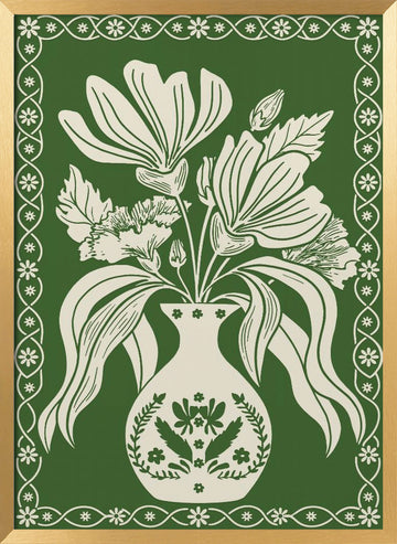 Elegant Floral Vase | Poster - Gold Frame Interior
