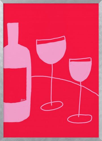 Wine Glasses | Poster - Silver Frame Interior