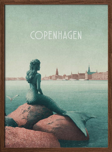 Copenhagen - Little Mermaid | Poster - Walnut Frame Interior