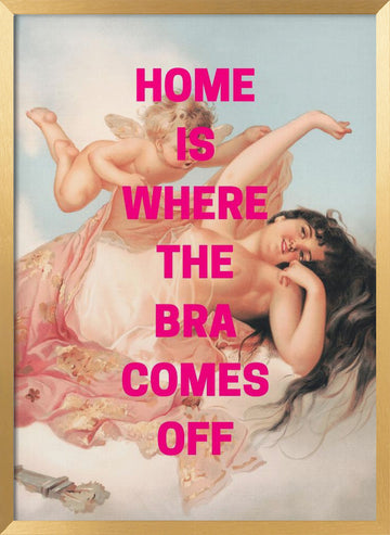 Bra Off Renaissance Humor | Poster - Gold Frame Interior