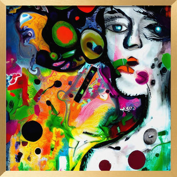 Vibrant Abstract Face | Poster - Gold Frame Interior