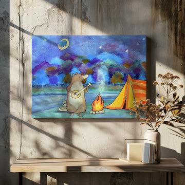 Bear Plays Banjo Camping | Canvas - Room Interior 2