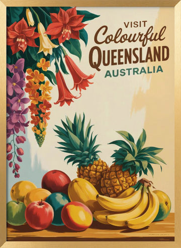 Queensland Tropical Fruit and Flowers | Poster - Gold Frame Interior