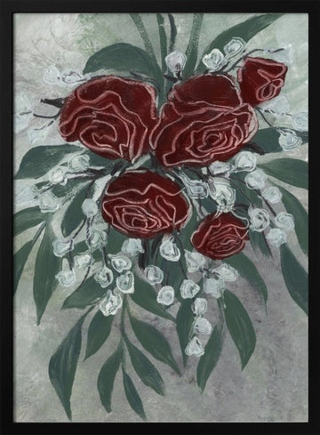 Romantic Red Roses | Poster - Black Metal Frame Interior