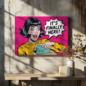 Excited Woman Unboxing | Canvas - Room Interior 2