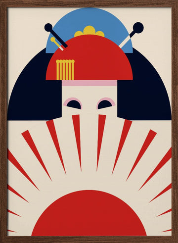 Japanese Geisha Rising Sun | Poster - Walnut Frame Interior