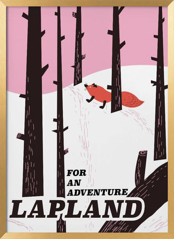 Lapland Fox Winter Forest | Poster - Gold Frame Interior