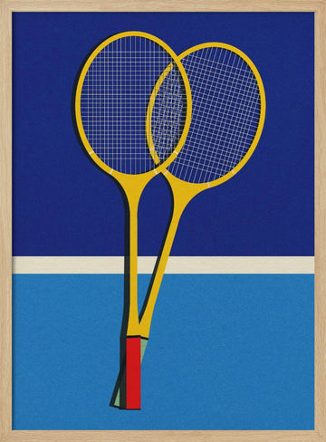 Wooden Badminton Rackets | Poster - Wood Frame Interior
