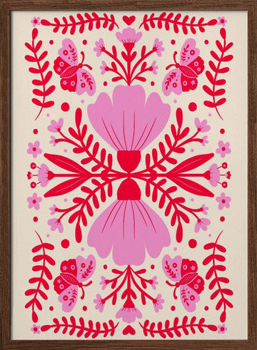 Bohemian Butterfly Garden | Poster - Walnut Frame Interior