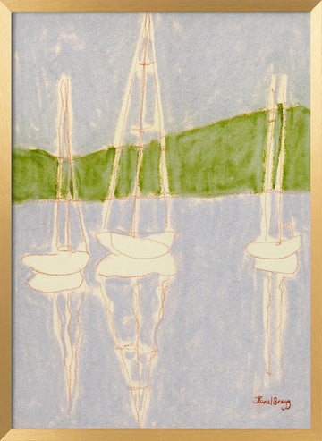 Calm Sailboat Reflections | Poster - Gold Frame Interior
