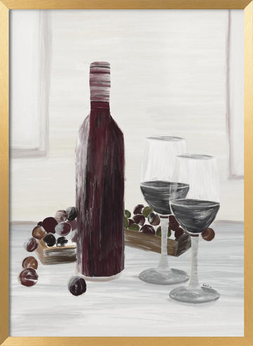 Classic Wine Still Life | Poster - Gold Frame Interior