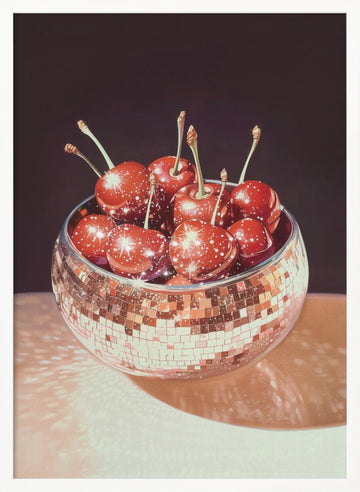 Sparkling Disco Cherries | Poster - White Frame Interior