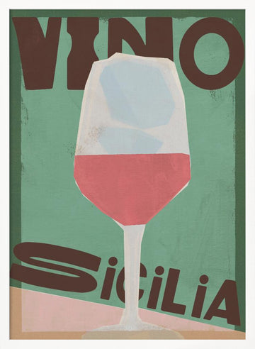 Vino Sicilia Glass | Poster - White Frame Interior