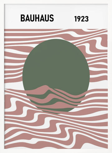 Modern Bauhaus Wave Circle | Poster - White Frame Interior