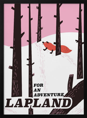 Lapland Fox Winter Forest | Poster - Black Metal Frame Interior
