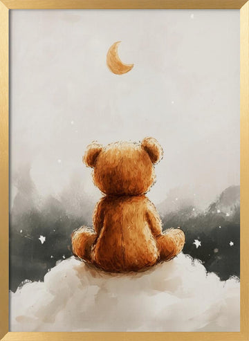 Moonlit Bear Dreams | Poster - Gold Frame Interior