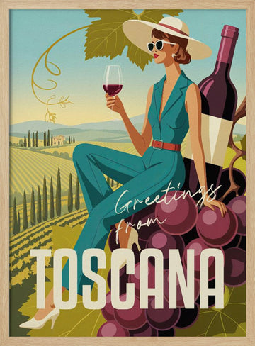 Tuscan Wine Country Style | Poster - Wood Frame Interior