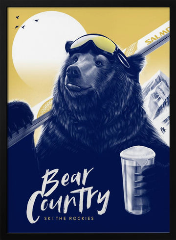 Après Ski Bear | Poster - Black Metal Frame Interior