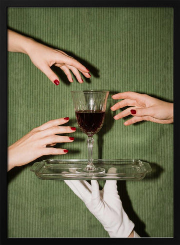 Elegant Wine Service | Poster - Black Metal Frame Interior