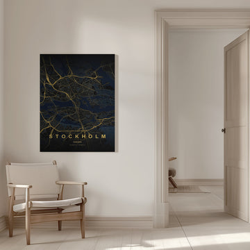 Golden Stockholm Map | Canvas - Room Interior 1