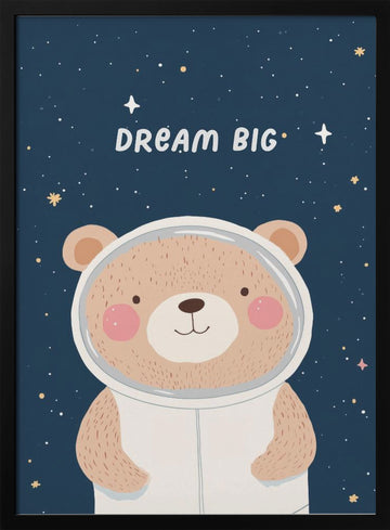 Space Explorer Bear | Poster - Black Metal Frame Interior
