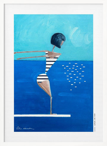 Summer Pool Diver | Poster - White Frame Interior