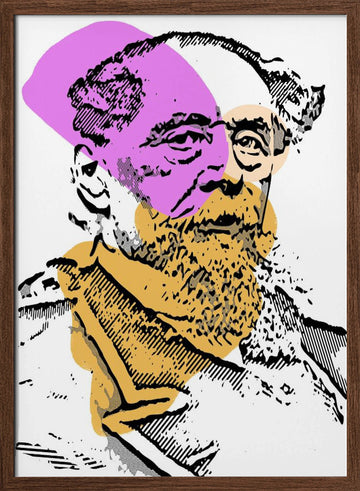 Bearded Man Pop Art | Poster - Walnut Frame Interior