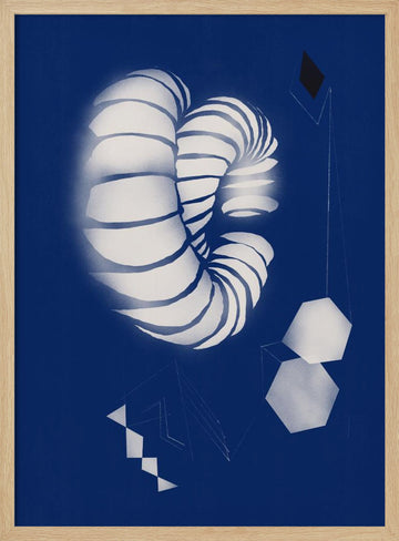 Blue Geometric Spiral | Poster - Wood Frame Interior