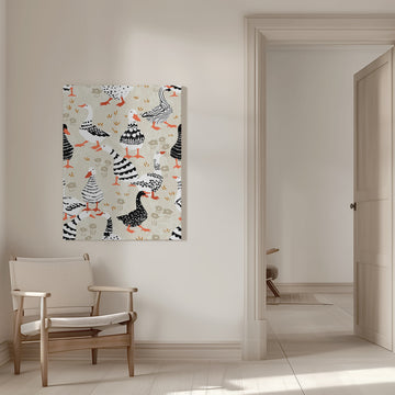 Whimsical Patterned Geese | Canvas - Room Interior 1