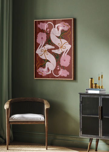 Elegant Greyhounds and Flowers | Poster - Room Interior 2