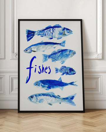Painted Blue Fishes | Poster - Room Interior 1