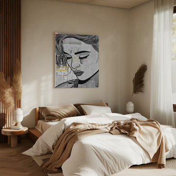 Melancholy Newspaper Woman | Canvas - Room Interior 2